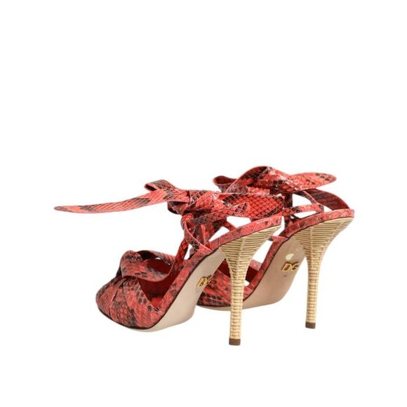Dolce & Gabbana Snakeskin Tie Sandals Women Coral - Picture 5 of 6
